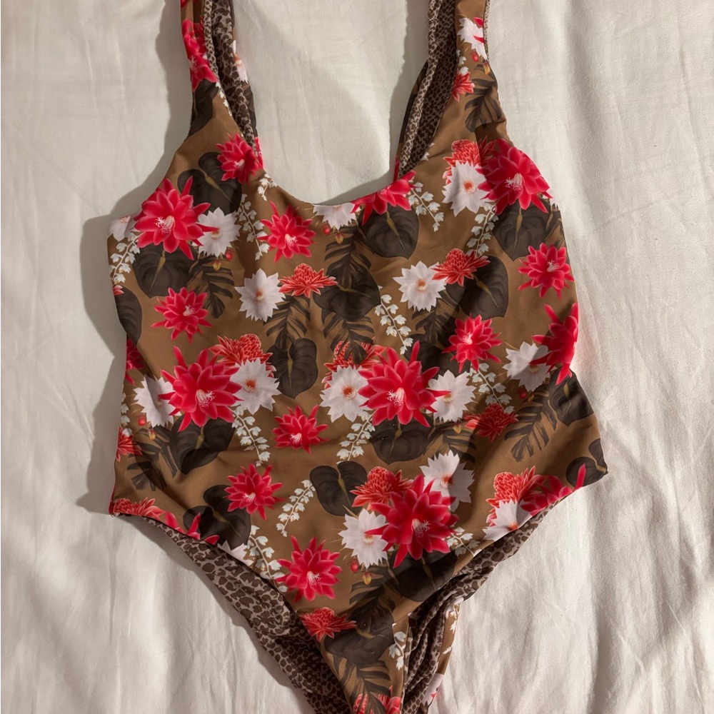 Acacia Swimwear One Piece - Red And Brown Floral - image 1